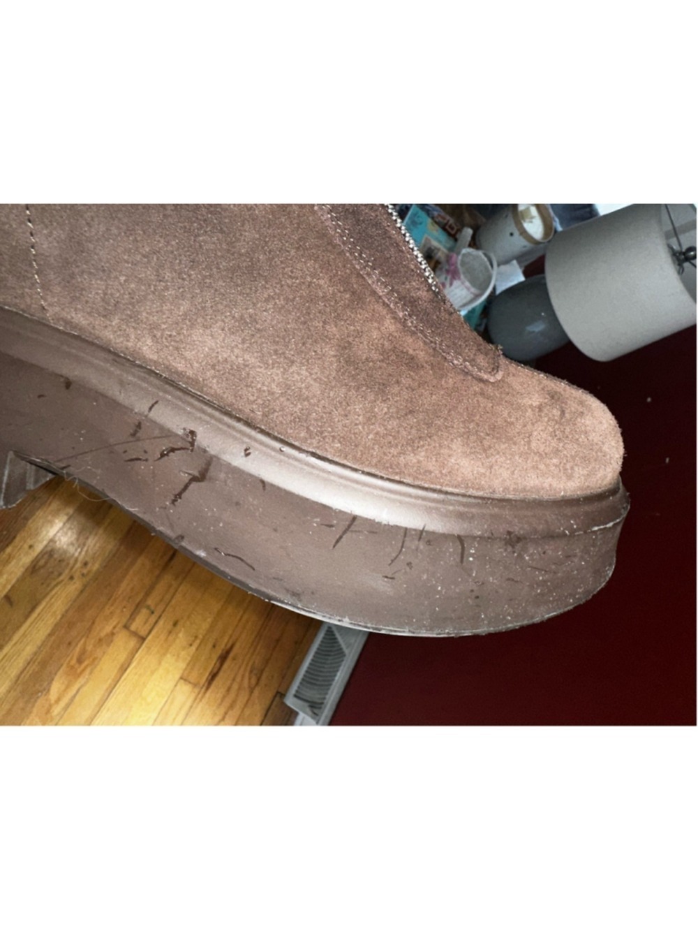 Steve Madden Women's Jones Ankle Boots Brown Suede, Lug Zip Moto Size 6.5 - Picture 13 of 14